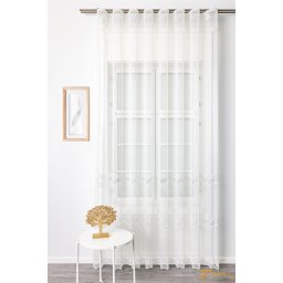 (2 szín) Három sorban hímzett szable függöny - Ecru-280cm
