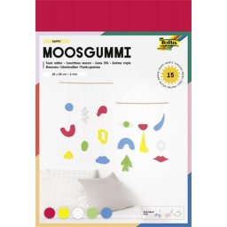 FOLIA Moosgumi, 20x29 cm, 15 lap, FOLIA "Happy", 5 különböző szín