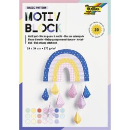 FOLIA Dekorkarton, 2 oldalas, 24x34 cm, 270 g, 20 lap, FOLIA "Basic Rainbow", 20 különböző minta