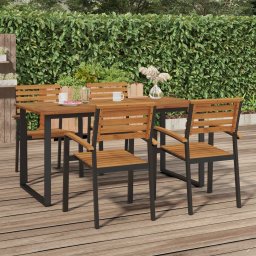 vidaXL tömör akácfa kerti asztal U-alakú lábakkal 160 x 80 x 75 cm