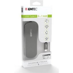 USB eloszt-HUB, USB-C/USB 3.1/HDMI/SD krtya, EMTEC "T650C"