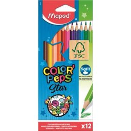 Sznes ceruza kszlet, hromszglet, MAPED "Color'Peps Star", 12 klnbz szn