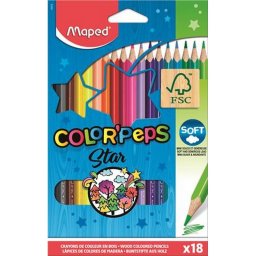 Sznes ceruza kszlet, hromszglet, MAPED "Color'Peps Star", 18 klnbz szn