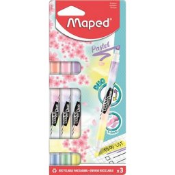Szvegkiemel kszlet, 1-5 mm, ktvg, MAPED "Fluo Peps Duo", 6 klnbz pasztell szn