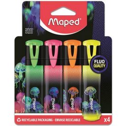 Szvegkiemel kszlet, 1-5 mm, MAPED "Deepsea Paradise Fluo Peps", 4 klnbz szn