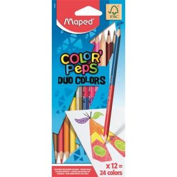 Sznes ceruza kszlet, ktvg, hromszglet, MAPED "Color'Peps Duo", 24 klnbz szn