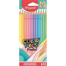 Sznes ceruza kszlet, hromszglet, MAPED "Color'Peps Pastel", 12 klnbz pasztell sz...