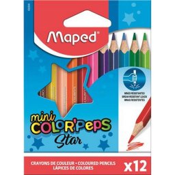 Sznes ceruza kszlet, hromszglet, MAPED "Color'Peps Star Mini", 12 klnbz szn