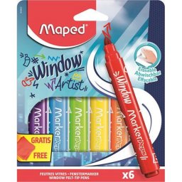 Ablakfilc kszlet, vastag, trlkendvel, 5 mm, MAPED "Marker'Peps", 6 klnbz szn