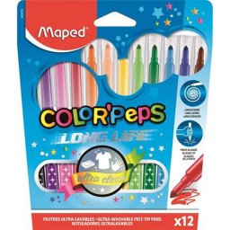 Filctoll kszlet, 1-3,6 mm, kimoshat, MAPED "Color'Peps Long Life", 12 klnbz szn