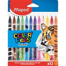 Filctoll kszlet, 2,8 mm, kimoshat, MAPED "Color'Peps Animals", 12 klnbz szn