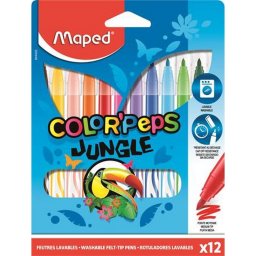 Filctoll kszlet, 2,8 mm, kimoshat, MAPED "Color'Peps Jungle", 12 klnbz szn