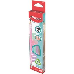 Grafitceruza radrral, HB, hromszglet, MAPED "Black'Peps Glitter Deco", vegyes pasztell...