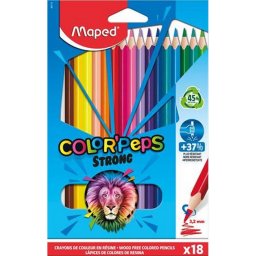 Sznes ceruza kszlet, hromszglet, MAPED "Color'Peps Strong", 18 klnbz szn