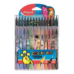 Filctoll s sznes ceruza kszlet, MAPED "Color'Peps Monster" 12+15 klnbz szn