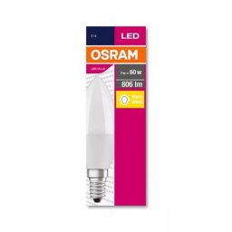 LED izz, E14, gyertya, B38, 7W, 806lm, 2700K (MF), OSRAM "Value"