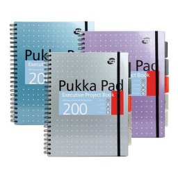 Spirlfzet, A4+, vonalas, 100 lap, PUKKA PAD "Metallic Project Book", vegyes szn