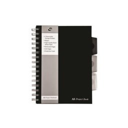 Spirlfzet, A5, vonalas, 125 lap, PUKKA PAD "Black project book", fekete