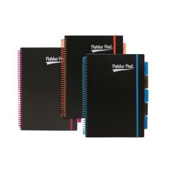 Spirlfzet, A4, vonalas, 100 lap, PUKKA PAD, "Neon black project book"