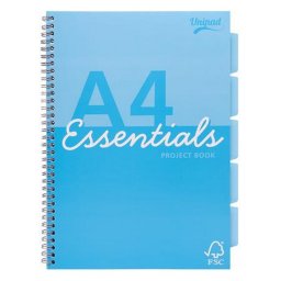 Spirlfzet, A4, vonalas, 100 lap, PUKKA PAD "Unipad Essentials Project Book", vegyes