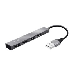 USB eloszt-HUB, 4 port, USB 2.0, TRUST "Halyx", ezst