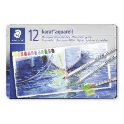 Akvarell ceruza kszlet, hatszglet, fm doboz, STAEDTLER "Karat(R) aquarell 125", 12 kln...