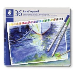 Akvarell ceruza kszlet, hatszglet, fm doboz, STAEDTLER "Karat(R) aquarell 125", 36 kln...