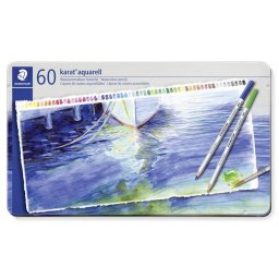 Akvarell ceruza kszlet, hatszglet, fm doboz, STAEDTLER "Karat(R) aquarell 125", 60 kln...