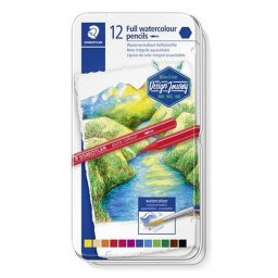 Akvarell ceruza kszlet, hatszglet, fmdobozos, STAEDTLER(R) "146 10G", 12 klnbz szn