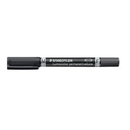 Alkoholos marker, 0,6/1,5 mm, kpos, ktvg, STAEDTLER "Lumocolor(R) duo 348", fekete