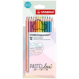 Akvarell ceruza kszlet, STABILO "Aquacolor Pastellove", 12 klnbz szn