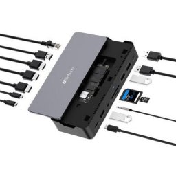 Dokkol, 15 port, USB-C host, 256GB SSD meghajtval, VERBATIM "USB-C Pro CDS-15SSD"