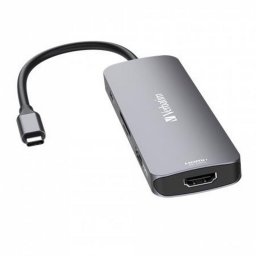 USB eloszt-HUB, USB-C PD/2xHDMI/3xUSB-A/SD/mSD, VERBATIM
