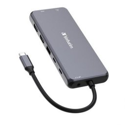USB eloszt-HUB, USB-C PD/2xHDMI/VGA/LAN/3xUSB/USB-C/2xUSB 2.0/SD/mSD/3,5jack VERBATIM