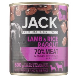 Jack teljes rtk eledel felntt kutyk minden fajtja szmra brnyhssal s rizzsel 800 g
