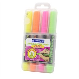 Szvegkiemel kszlet, 1-5mm, rugalmas vgott hegy, Centropen 8542, 4 klf. szn