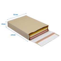 Csomagkld webshop tasak 162x229x40mm, ers kraft paprbl 250 db/doboz, E-green barna