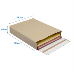 Csomagkld webshop tasak 400x500x100mm, ers kraft paprbl 100 db/doboz, E-green barna
