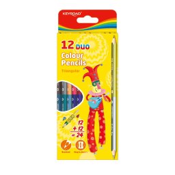 Sznes ceruza kszlet ktvg, hromszglet Keyroad Duo 12 klf. szn