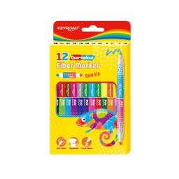 Rostirn, filctoll ktvg kszlet 12 db/doboz Keyroad duo fiber marker 24 klf. szn