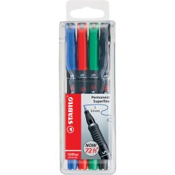 Alkoholos marker kszlet 0,4mm, STABILO OHPen S, 4 klf. szn