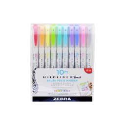 Ecsettoll kszlet ktvg Zebra Mildliner Brush&Marker Zebra 10 klnbz szn