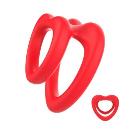 Dupla pniszgyr piros szilikon 5,8 cm dupla stimulci