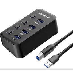 PremiumCord USB 3.2 Superspeed HUB 4 portos portváltókkal