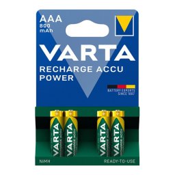 VARTA RECHARGE ACCU POWER elem (AAA, 1.2V, 800mAh Ni-MH, újratölthető) 4db/csomag