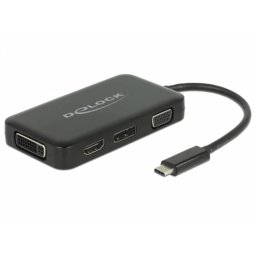 Delock USB Type-C csatlakozó – VGA / HDMI / DVI / DisplayPort aljzat adapter, fekete