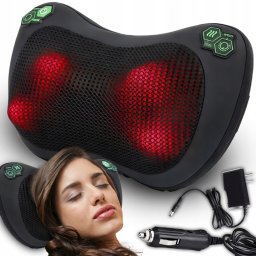 Fűtött Shiatsu masszírozó párna, 2 féle adapterrel, időzíthető, RT