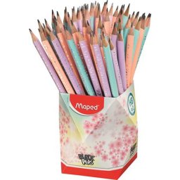 MAPED Grafitceruza radírral, ceruzatartó, HB, háromszögletű, MAPED "Black'Peps Pastel", vegyes pasztell színek