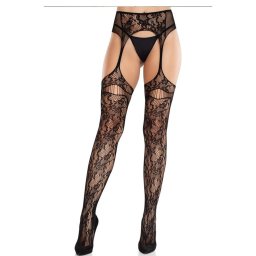 Leg Avenue - csipks harisnyk harisnyatartval, fekete