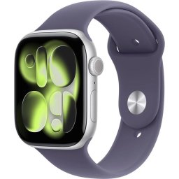 Apple Watch Series 11 GPS 46mm-es Apple Watch Series 11 GPS 46mm ezüst alumínium tok lila ködös sportpánttal - S/M